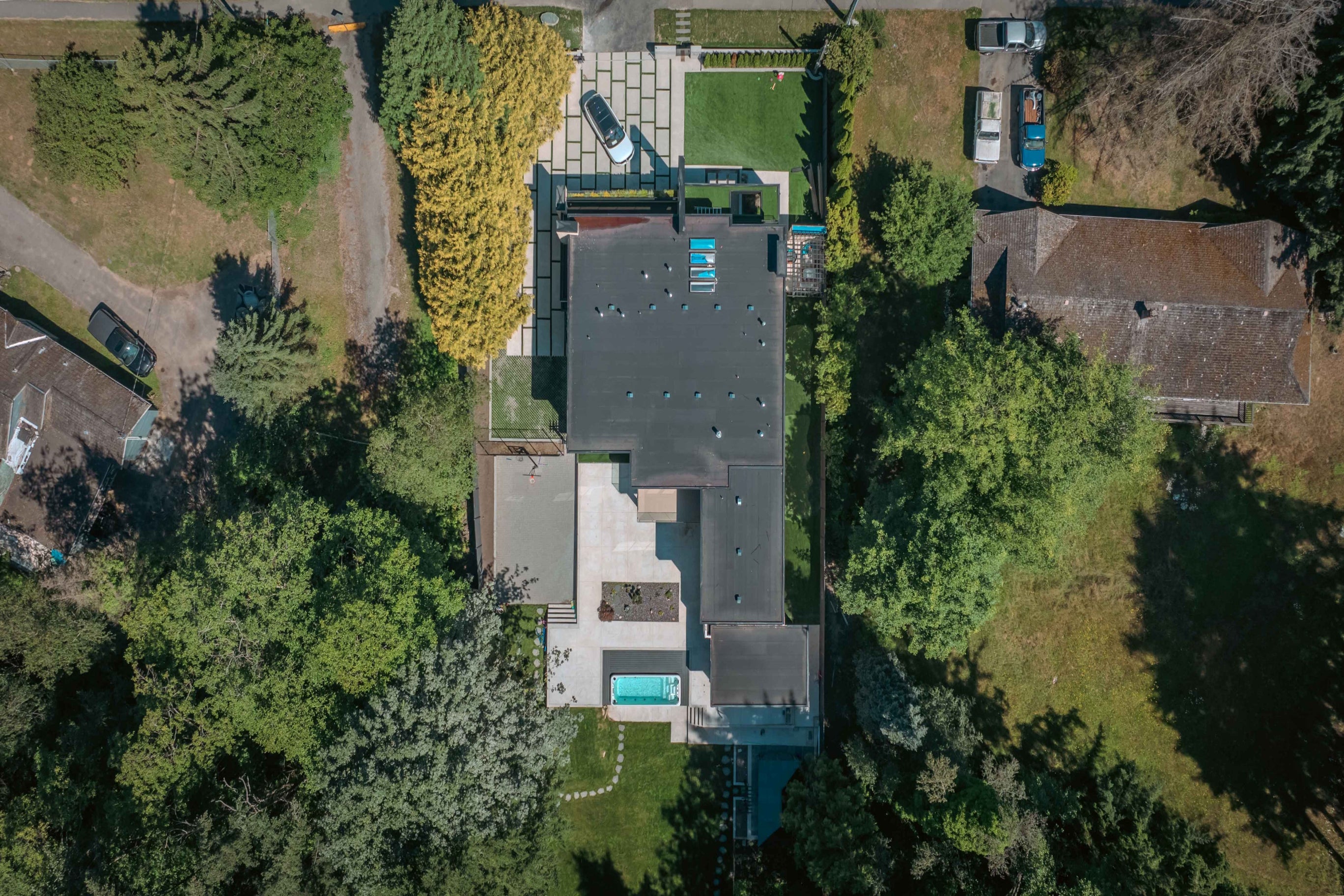 luxx swim spa installed in backyard