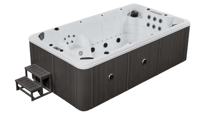 Premium family swim spa with powerful jets for relaxation and therapy.