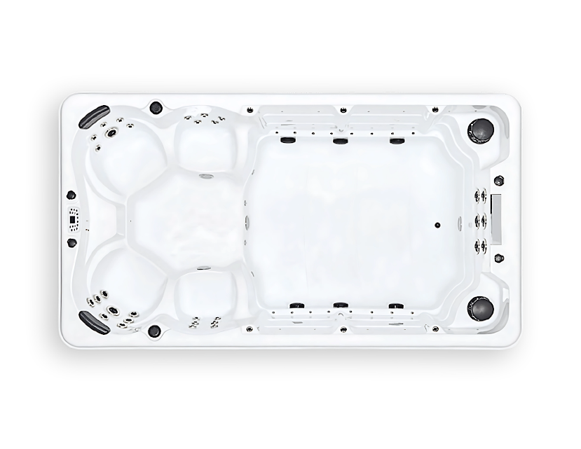 LUXX REC™ Swim Spa with 55 jets, 6 powerful swim jets, and built for extreme cold climates.