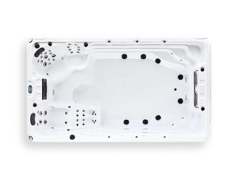 Premium family swim spa with powerful jets for relaxation and therapy.